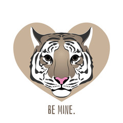 Tiger. Love tiger in beige heart.