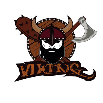 emblem Viking warrior skull logo