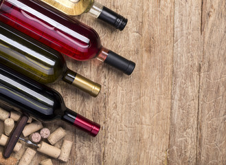 wine bottle and corks