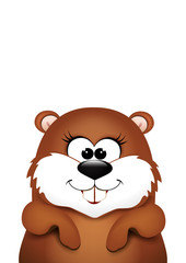 Obraz premium Groundhog day. Marmot on white background