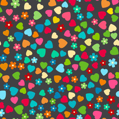 Fototapeta na wymiar Seamless background, vector pattern for cushion, pillow, bandanna, kerchief, shawl fabric print. Texture for clothes and bedclothes. Pattern with heart made of doodles for Valentines day