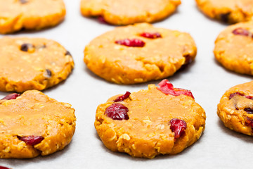 Homemade  pumpkin cookies on a tray