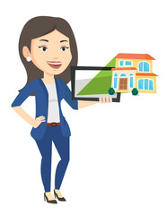 Businesswoman presenting report on tablet computer