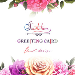 Greeting card with roses. Can be used as invitation card for wedding, birthday and other invents.. Vector - stock.