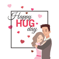 Happy hug day greeting card. Vector illustration