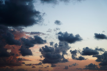 Clean sky background at sunset time in evening, natural contrast dawn.