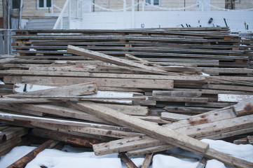 board and iron beams