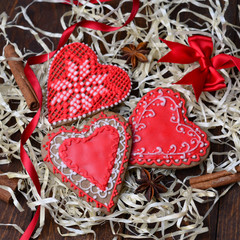 Valentine Cookies Decorated with Icing  