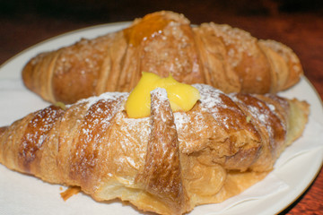 Brioche. Croissant. Breakfast