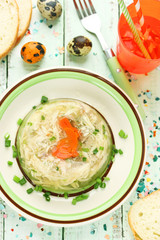 Rabbit galantine aspic with carrot bunny for Easter