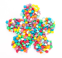 Colorful sugar sprinkles shaped flower