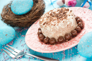 Easter dessert with cottage cheese and chocolate
