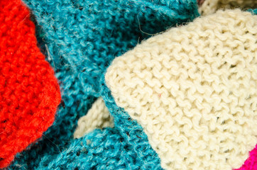 home knitting with colorful wool