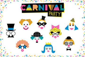 Carnival illustration in Memphis style.