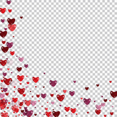 Vector illustration with red love hearts on checkered background.