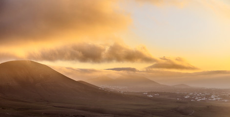 sunrise in Femes with extinguished volcanoes