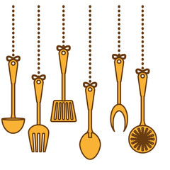 yellow kitchen utensils icon image, vector illustration