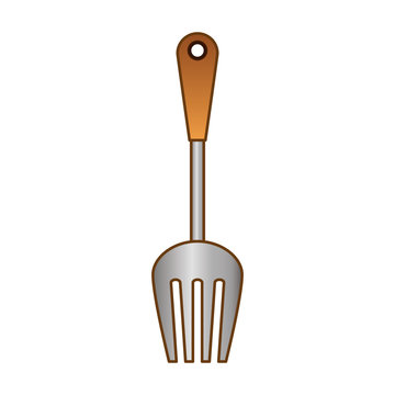 Colorful carving fork icon image, vector illustration