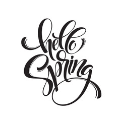 Hello Spring phrase lettering. Hand drawn calligraphy. Vector illustration © vik_y