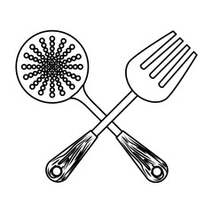 figure skimmer with big fork tools, vector illustration