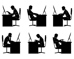 Six businessmen silhouettes