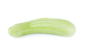 peeled fresh cucumber on white background