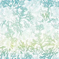 Vector Blue Freen Seaweed Texture Seamless Pattern Background. Great for elegant gray fabric, cards, wedding invitations, wallpaper. - 135369173