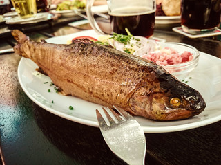 Smoked trout whole with horseradish