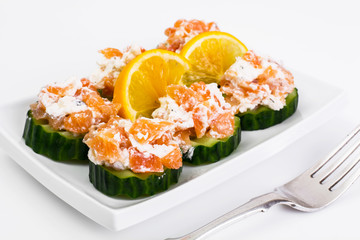 Canapes with salmon