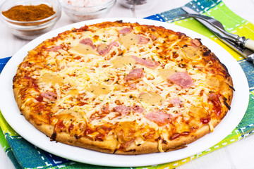 Pizza Prosciutto on white boards
