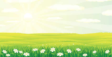 Scenic Summer Day Landscape. Vector Image © pilarts