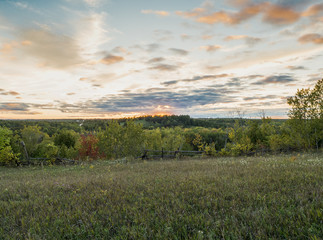 Sunset Over Rural Farm Land