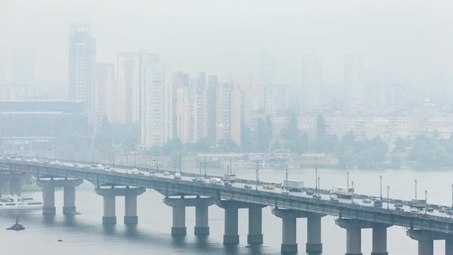 Paton bridge kiev time lapse 4k