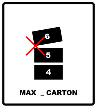 Stacking Limitation, maximum cartons number by Mass vector packaging symbol on vector cardboard background. Handling mark on craft paper background. Can be used on a box or packaging