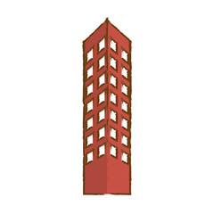 color city building line sticker image icon, vector illustration