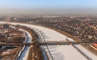 Fototapeta premium aerial view of Wroclaw city in Poland