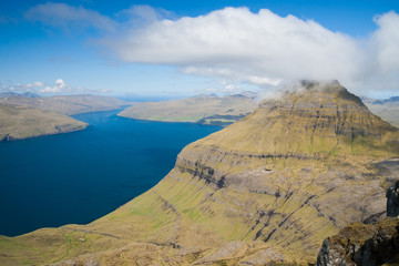 panoramic view over the beautiful landscape of the faroe islands