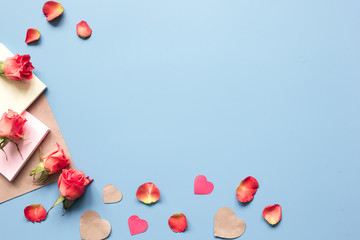 Obraz na płótnie Canvas concept of Valentine's Day with heart background mock up