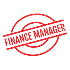 Finance Manager rubber stamp. Grunge design with dust scratches. Effects can be easily removed for a clean, crisp look. Color is easily changed.