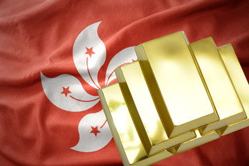 shining golden bullions on the hong kong flag