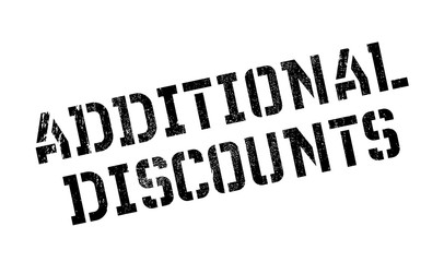 Additional Discounts rubber stamp. Grunge design with dust scratches. Effects can be easily removed for a clean, crisp look. Color is easily changed.