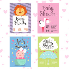 Baby shower invitation vector card.