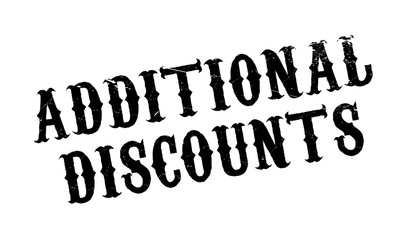 Additional Discounts rubber stamp. Grunge design with dust scratches. Effects can be easily removed for a clean, crisp look. Color is easily changed.