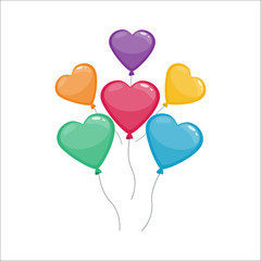 Fototapeta na wymiar Color glossy hearts balloons vector illustration.