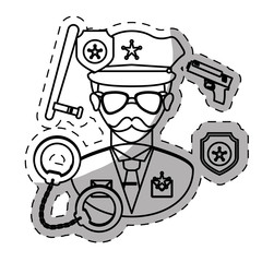 figure policeman with his tools icon image, vctor illustration