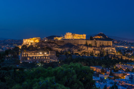 view of the city at night, Athens, Greece