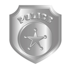 grayscale police badge icon image, vector illustration