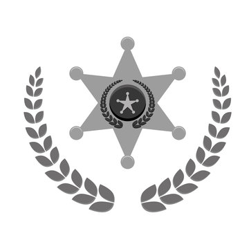 grayscale police badge icon image, vector illustration