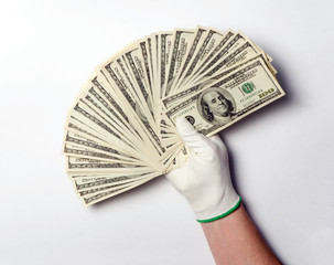 Dollars in a human hand