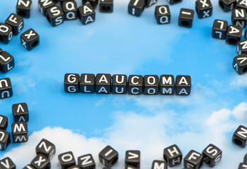 The word Glaucoma on the sky background